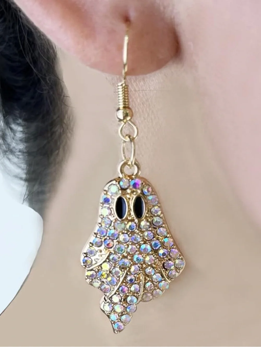 Gold-Tone Multicolor Crystal Ghost Dangle Earrings - Women Jewelry